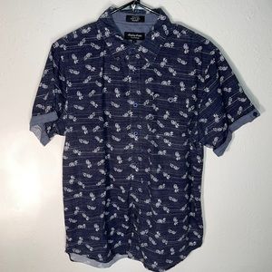 Eighty Eight, Large, Blue & While, Short Sleeved, Button Down Shirt